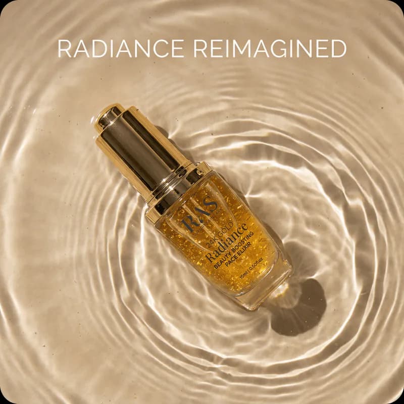 Skincare serum bottle in water ripples